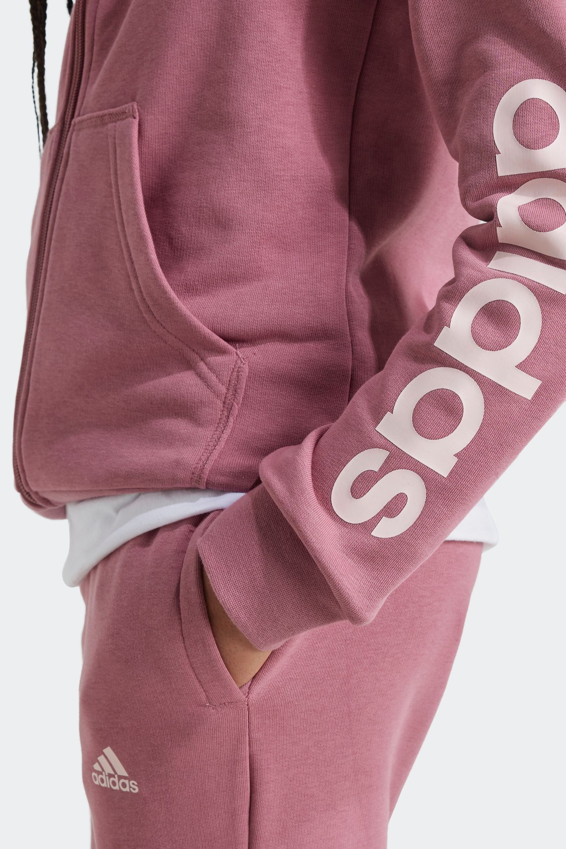 Adidas originals linear fleece overhead hoodie pink sale