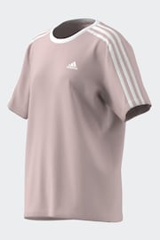 adidas Light Pink Boyfriend Fit 100% Cotton 3-Stripe Essential T-Shirt - Image 15 of 15