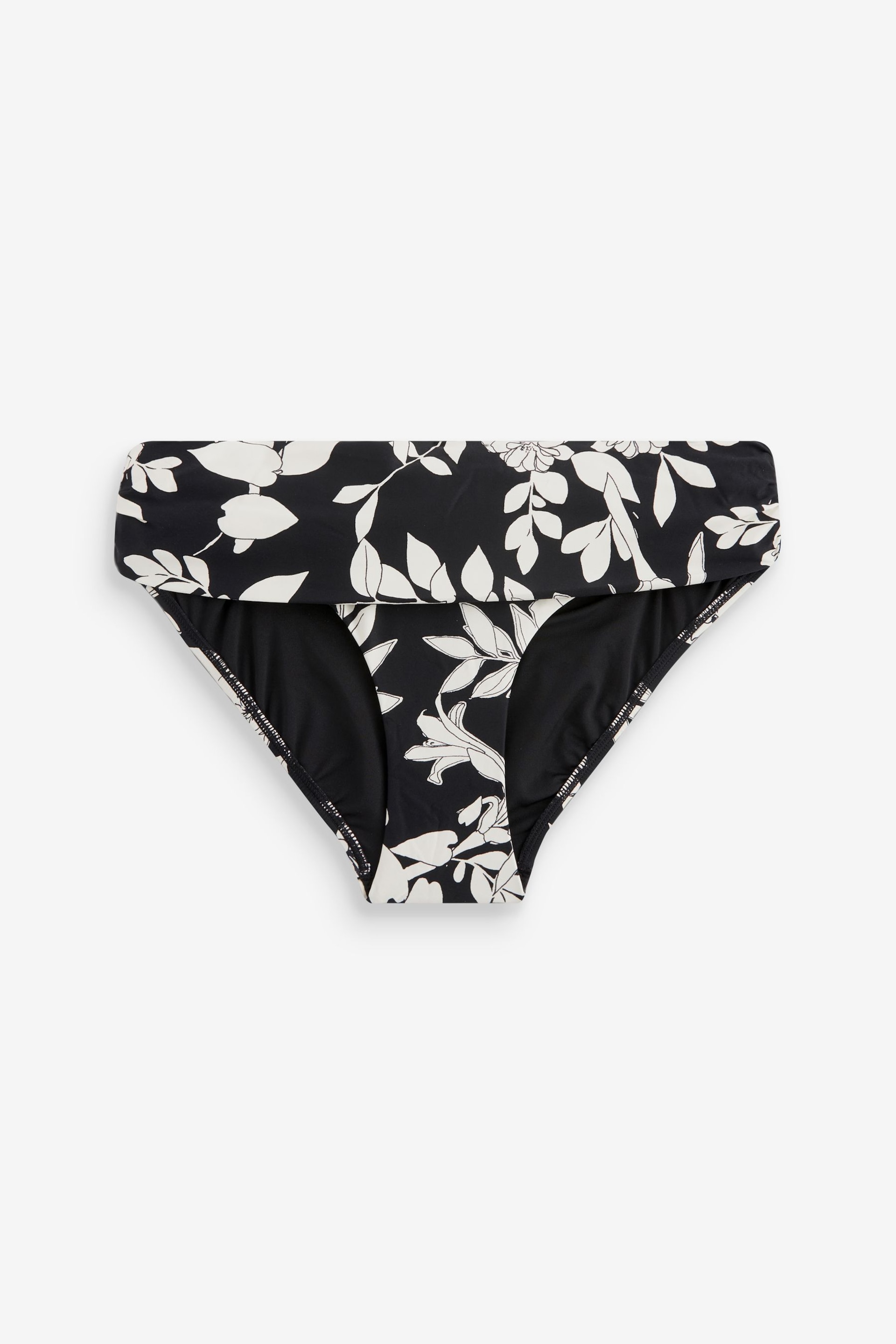 Myleene Klass Roll Top Black/Ecru Floral Bikini Bottoms - Image 4 of 4