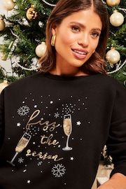 Lipsy Black Sparkle Christmas Sweatshirt - Image 4 of 4