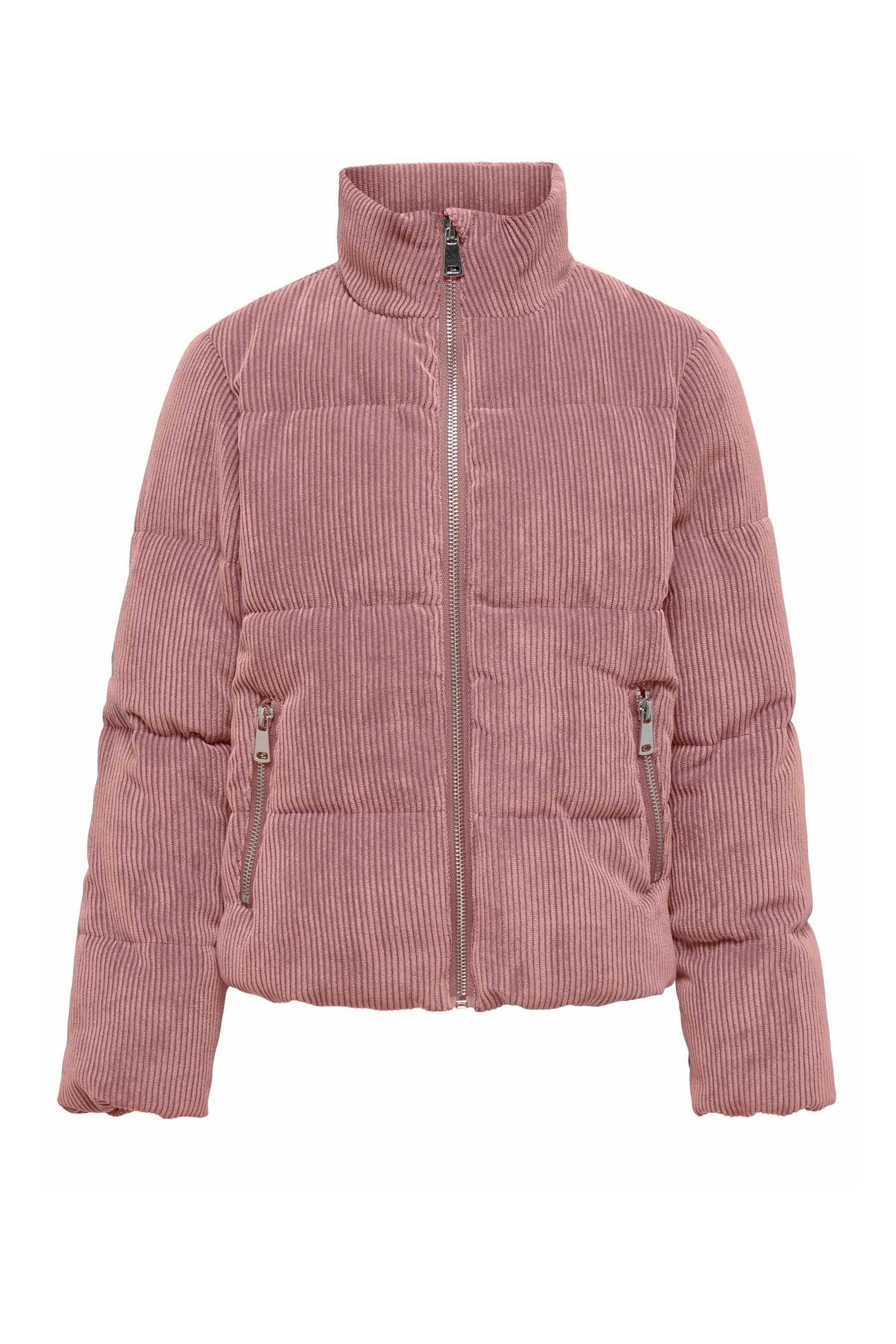 Pink corduroy puffer jacket discount