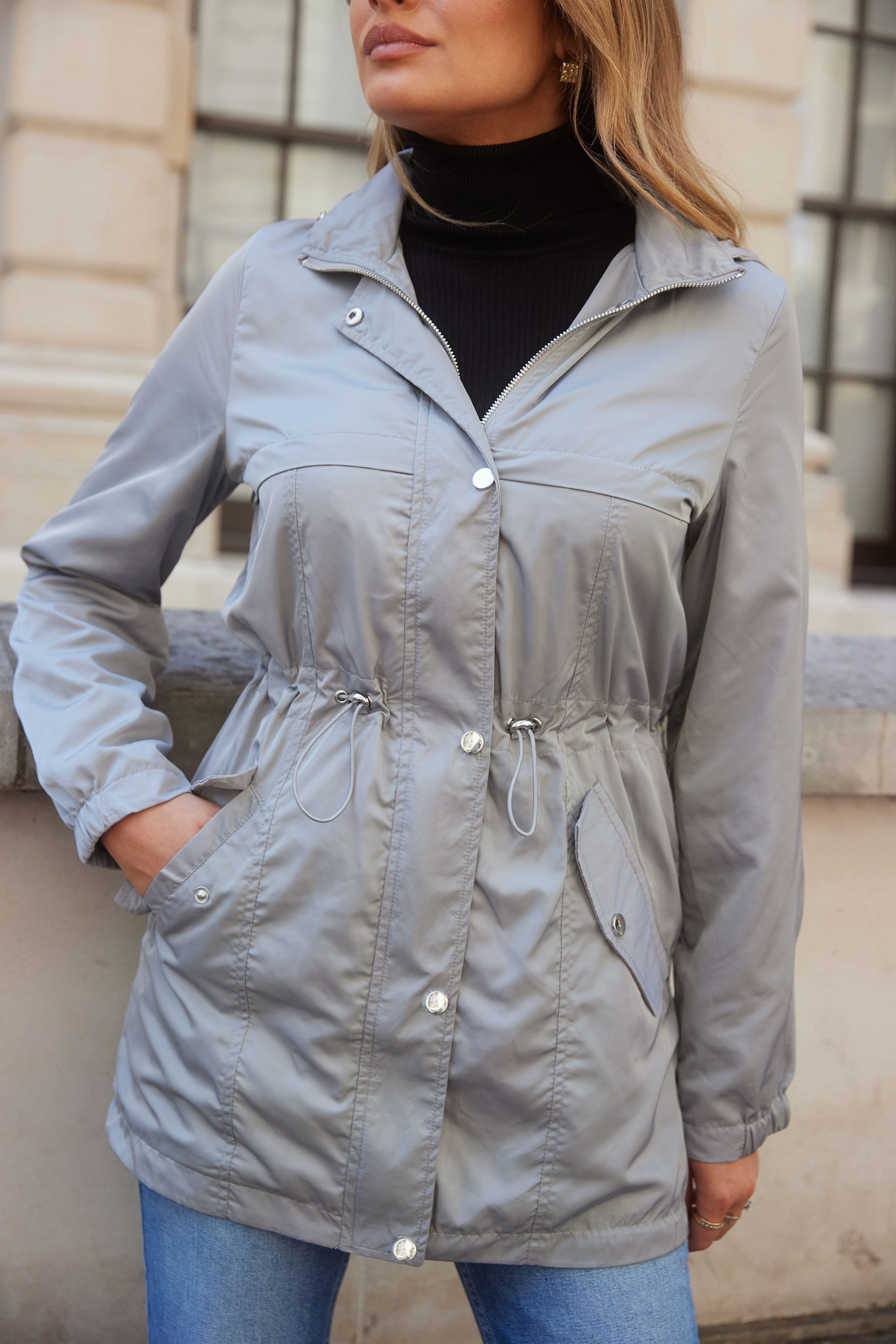 Grey rain mac outlet
