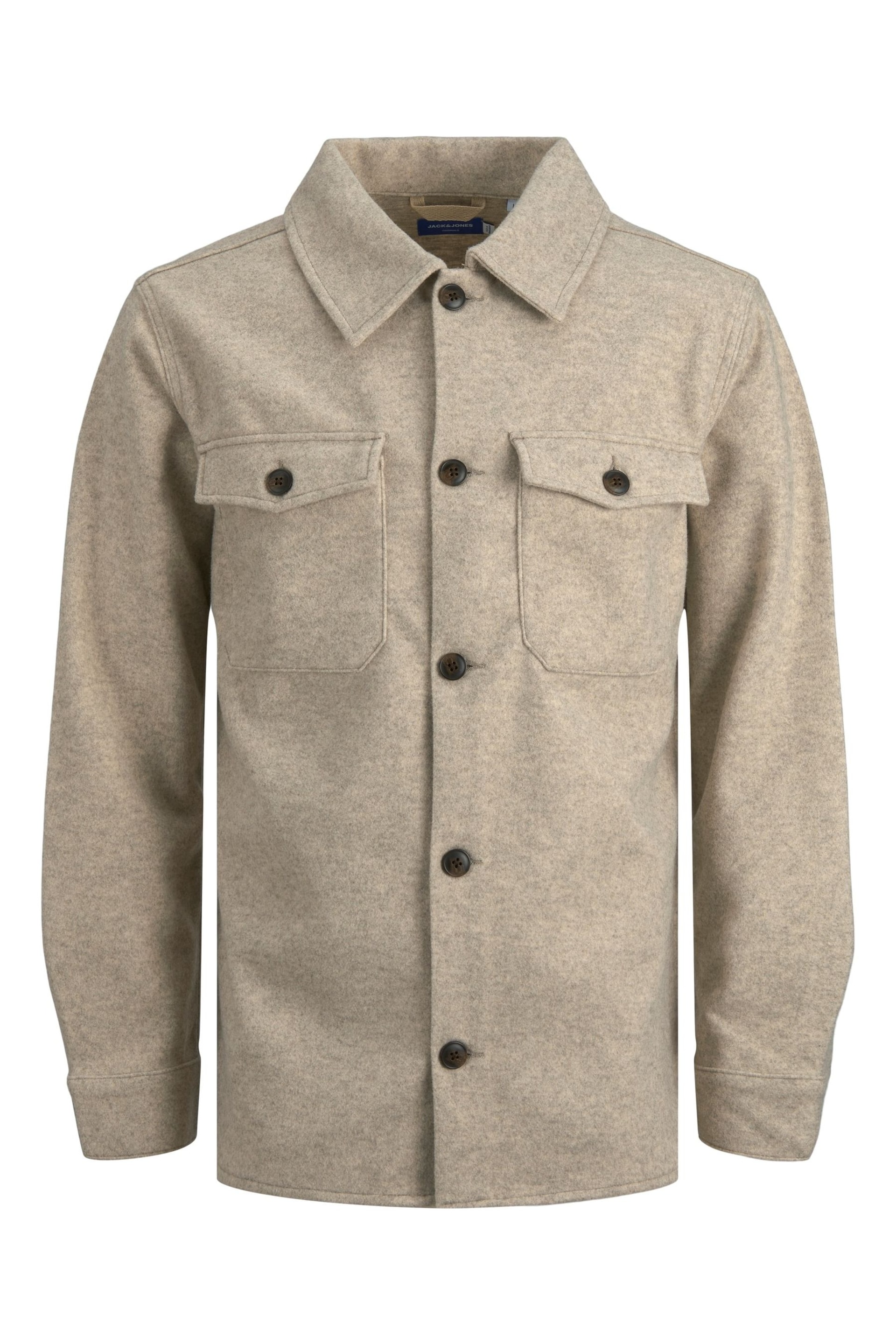 JACK & JONES Brown Double Pocket Overshirt - Image 1 of 3