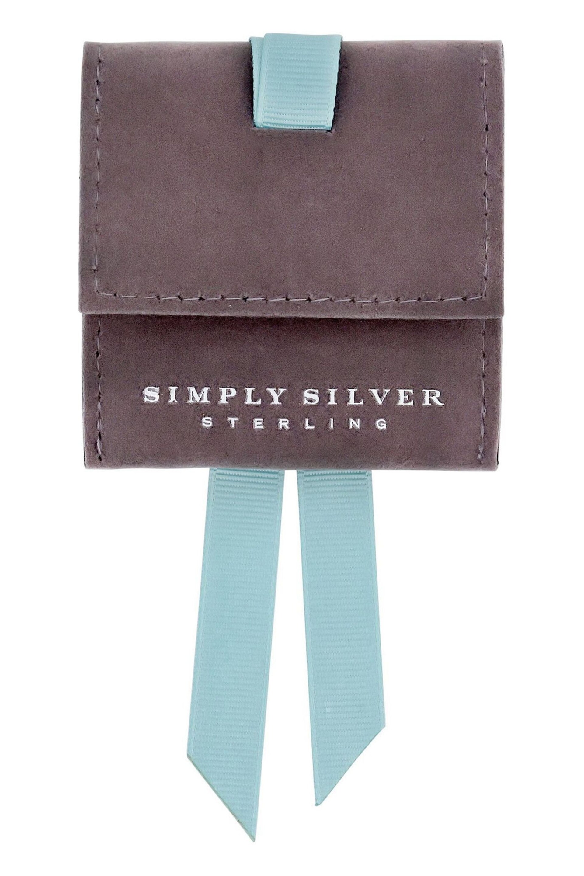 Simply Silver Grey Faux Suede Pouch With Blue Ribbon Tie - Image 2 of 2
