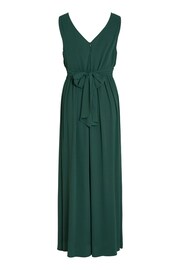 Vila Green Sleeveless V Neck Tulle Maxi Dress - Image 1 of 5