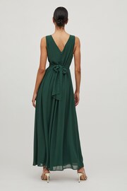 Vila Green Sleeveless V Neck Tulle Maxi Dress - Image 3 of 5