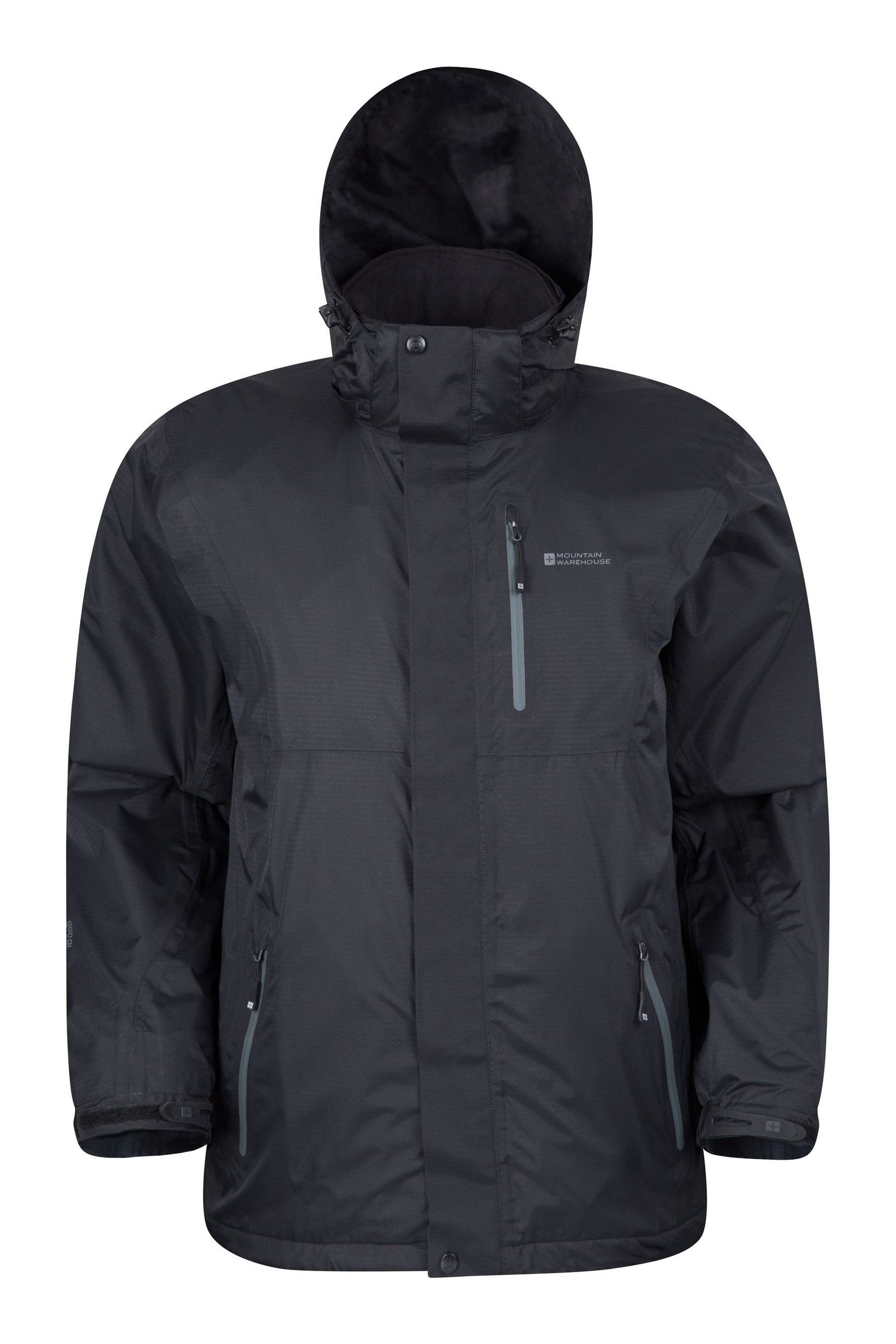 Mountain Warehouse Black Bracken Extreme 3 In 1 Mens Waterproof Jacket
