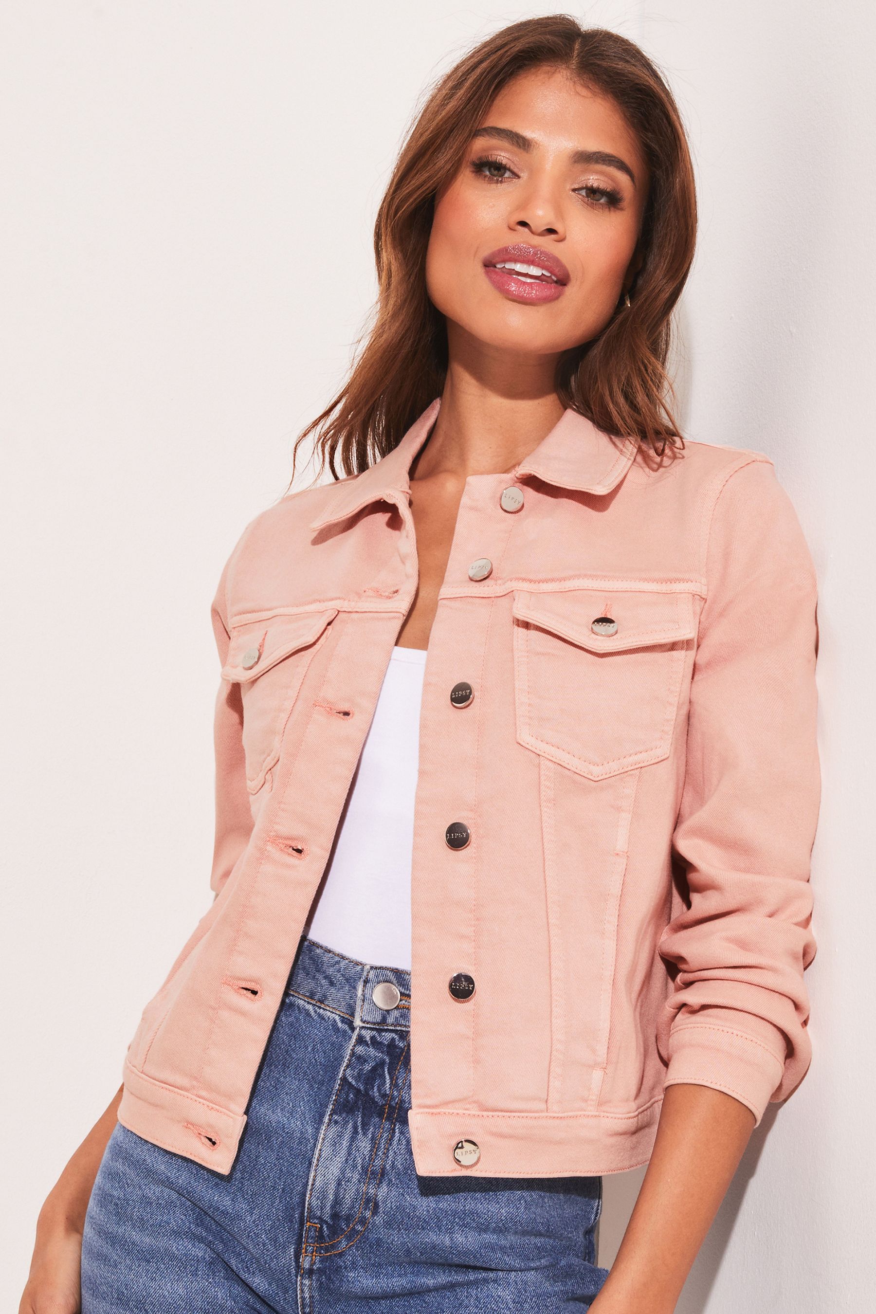 Buy Lipsy Pink Classic Fitted Denim Jacket from Next Luxembourg