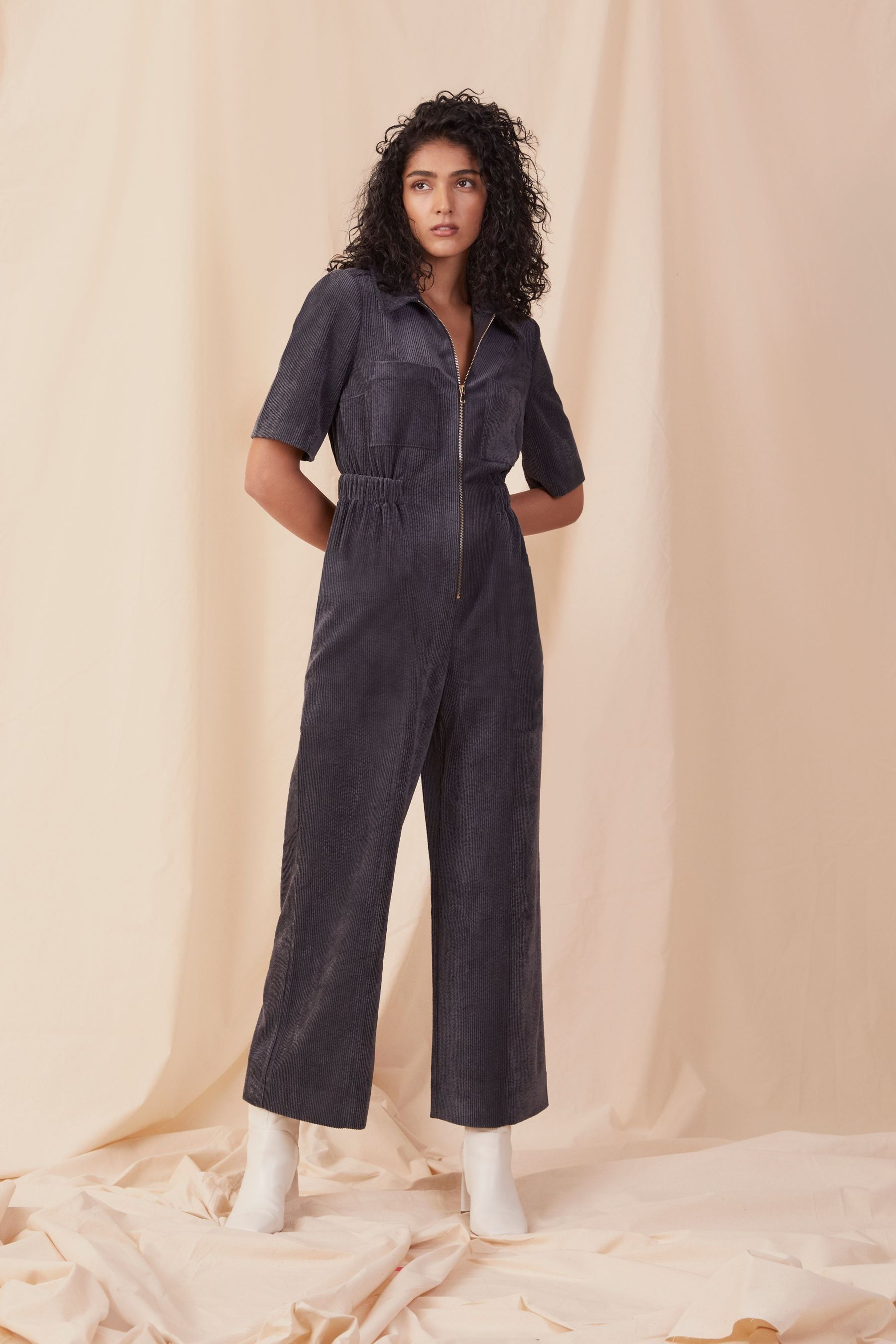 Buy Great Plains Blue Spectra Cord Short Sleeve Utility Jumpsuit from Next Luxembourg