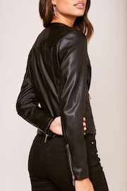 Lipsy Black Faux Leather Collarless Jacket - Image 3 of 3