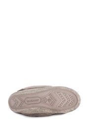 Totes Pink Ladies Herringbone Velour Moccasin With Faux Fur Cuff & Bow Detail - Image 5 of 5