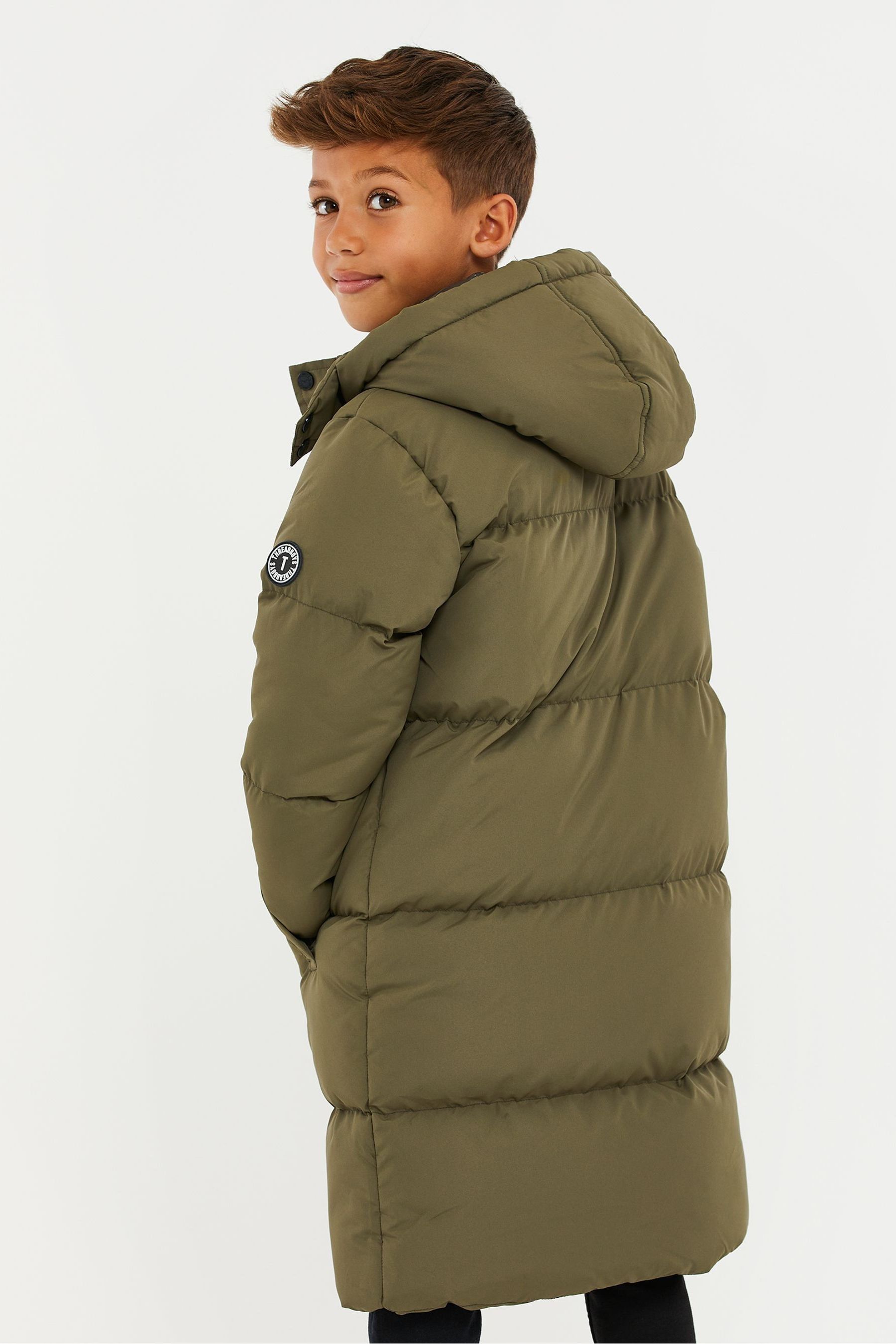 Buy Threadboys Green Longline Hooded Padded Jacket from Next Luxembourg