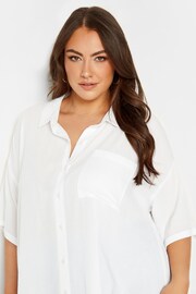 Yours Curve White Short Sleeve Crinkle Shirt - Image 4 of 4