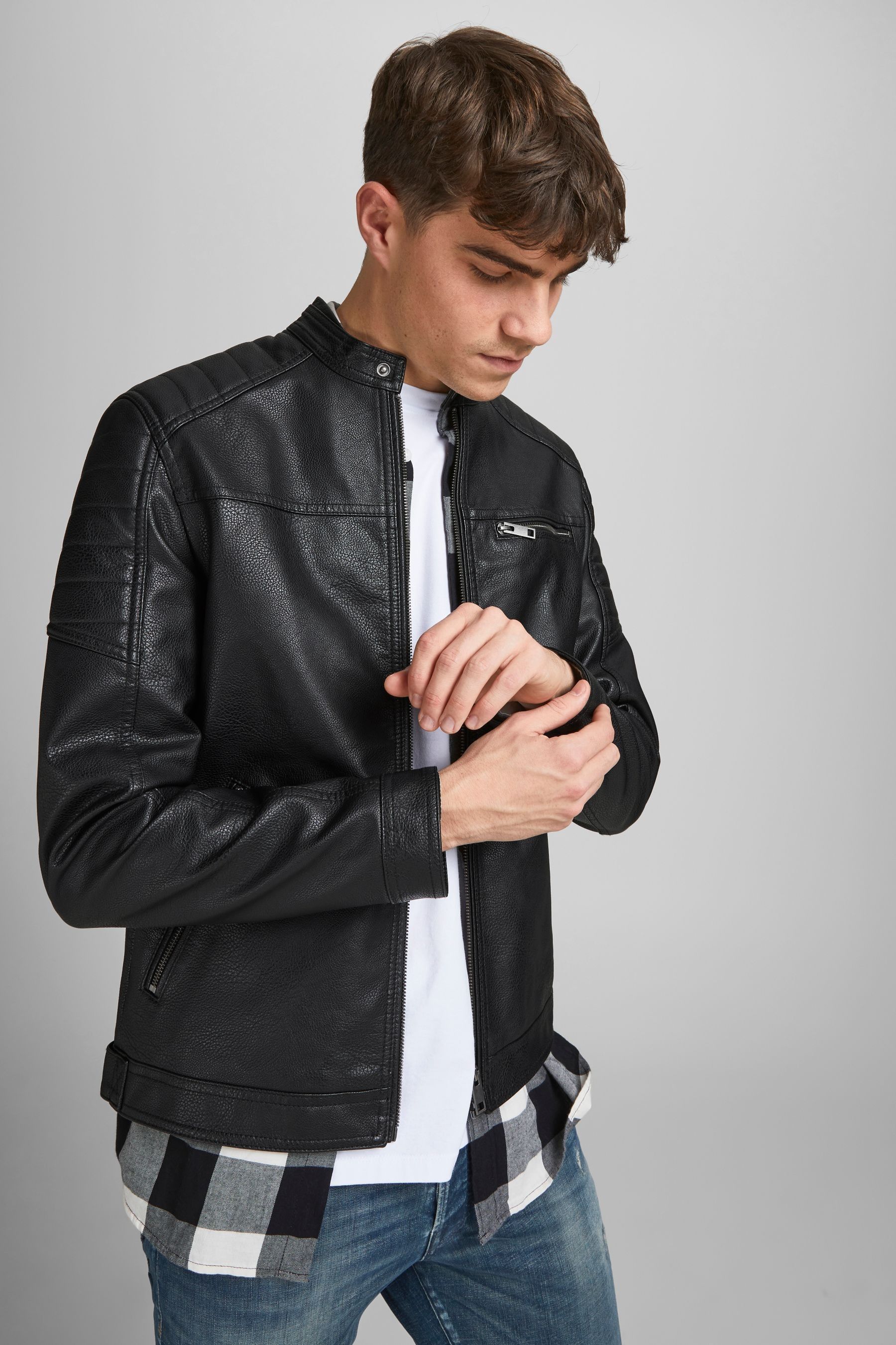Jack & jones faux leather biker jacket shop