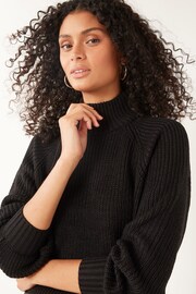 NOISY MAY Black High Neck Jumper with Puff Sleeves - Image 3 of 4