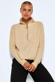 NOISY MAY Cream Cosy Quarter Zip Knitted Jumper - Image 1 of 5