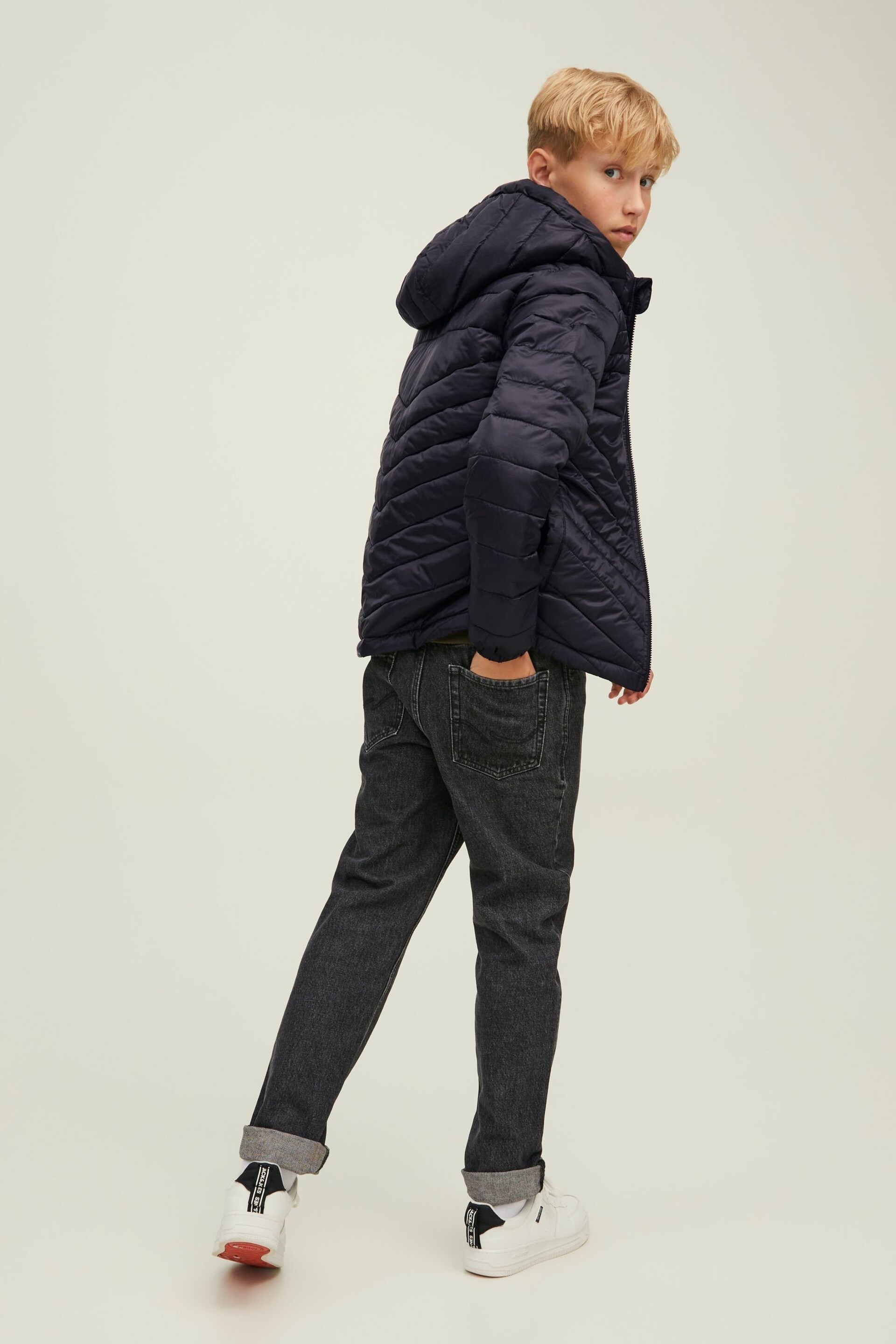 JACK & JONES JUNIOR Black Hooded Padded Jacket - Image 2 of 5