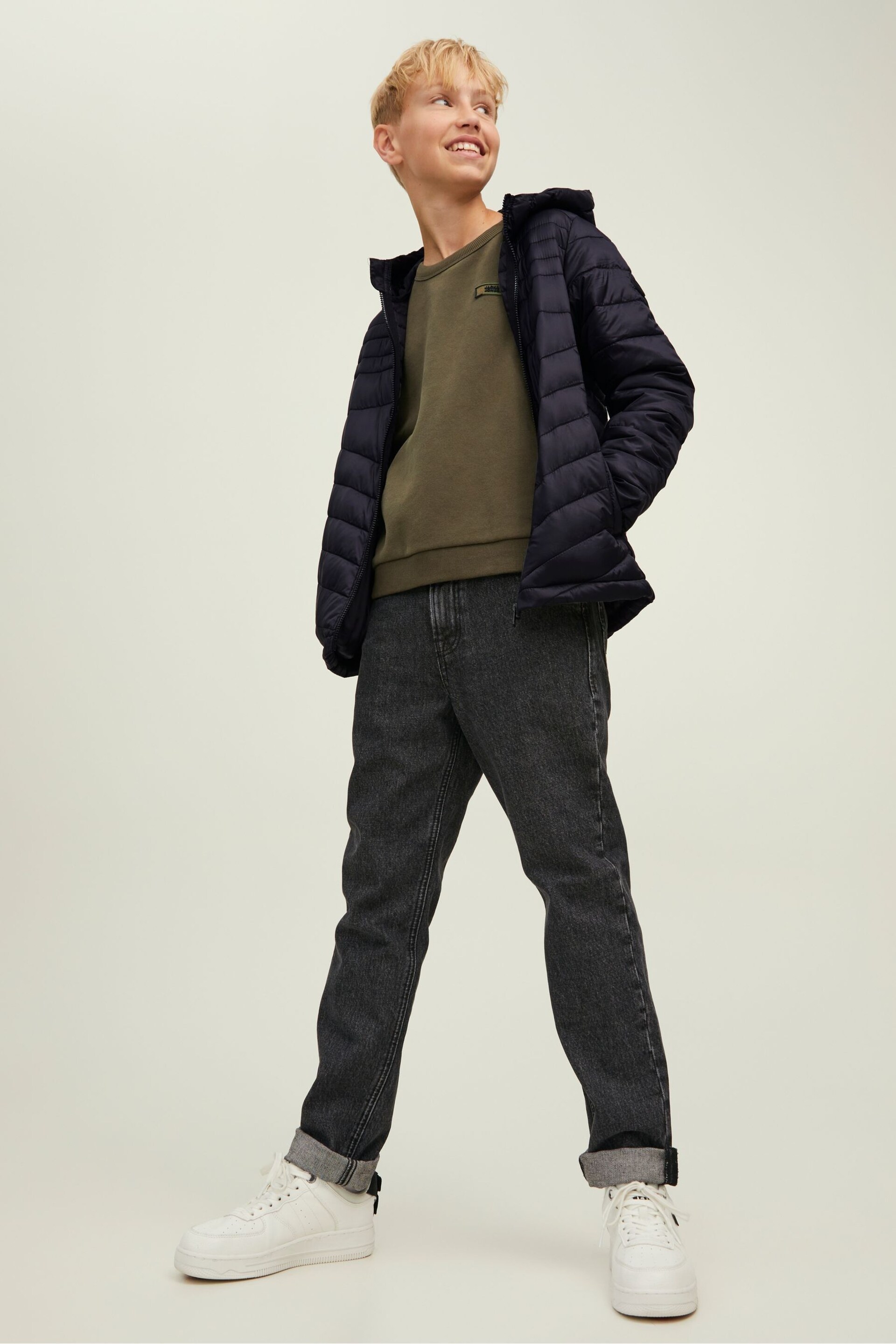 JACK & JONES JUNIOR Black Hooded Padded Jacket - Image 3 of 5