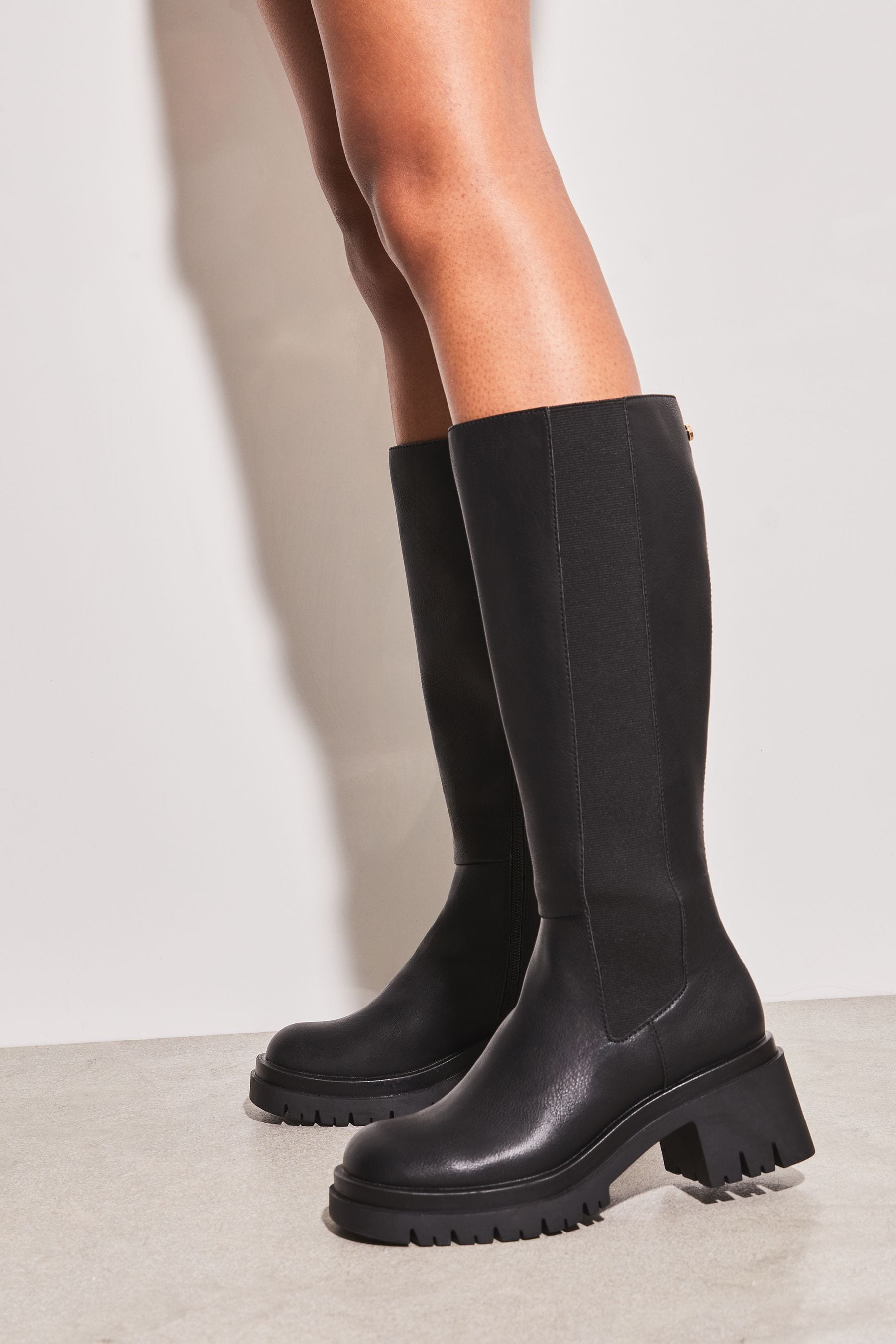 Buy Lipsy Black Flat Chunky Knee High Boot from Next Luxembourg