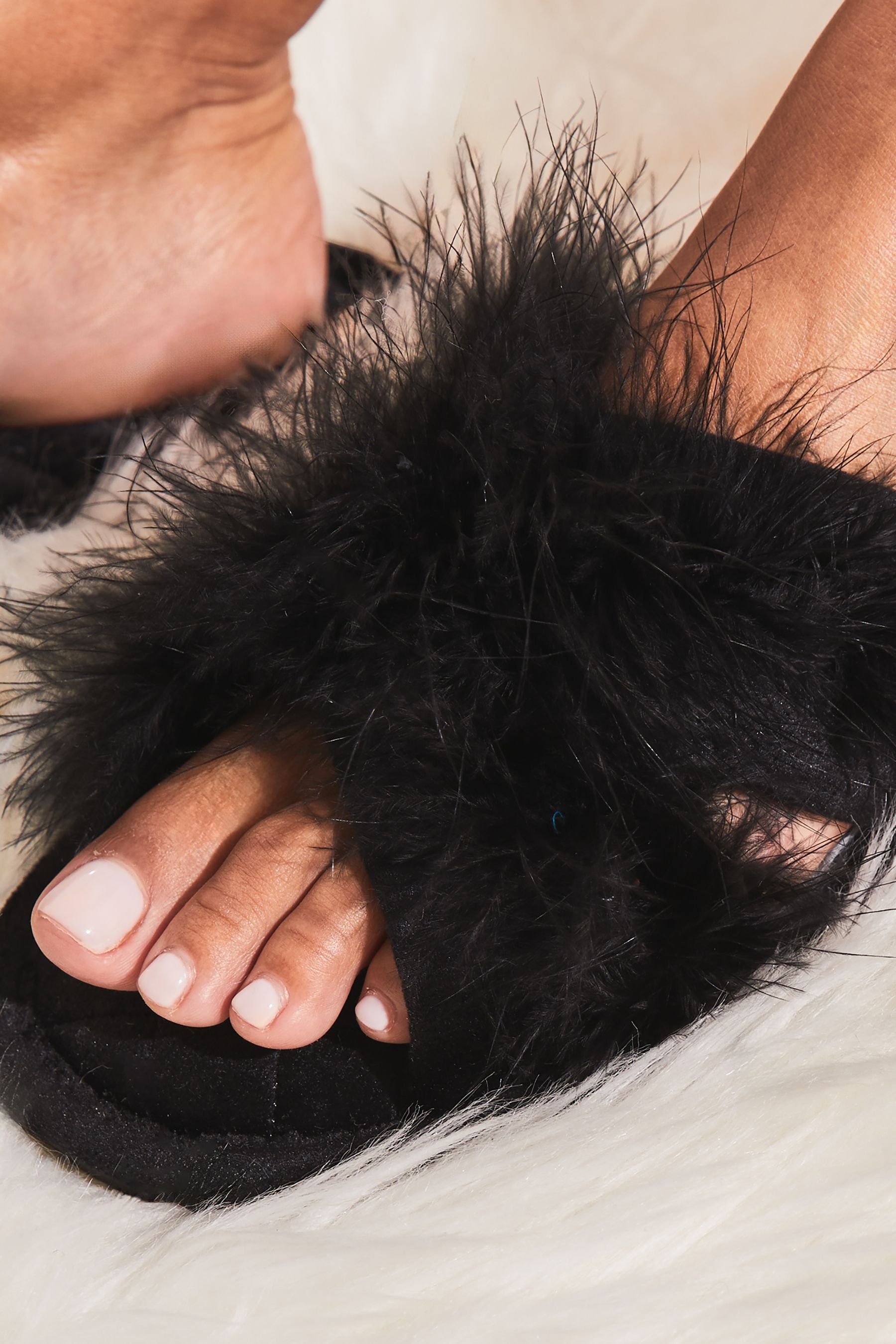 Feather mule slippers on sale