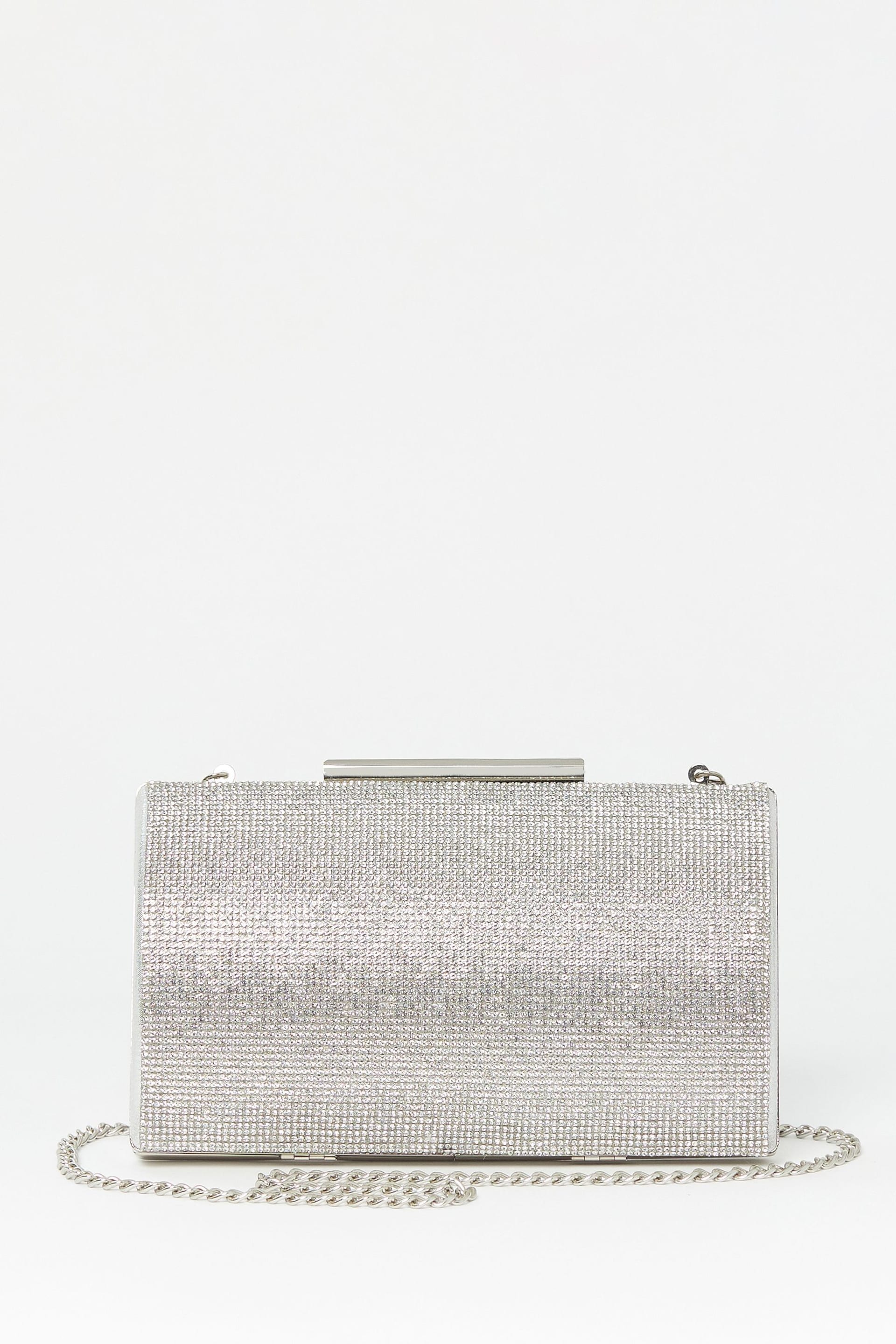 Lipsy Silver Diamante Clutch Ocassion Bag - Image 1 of 4
