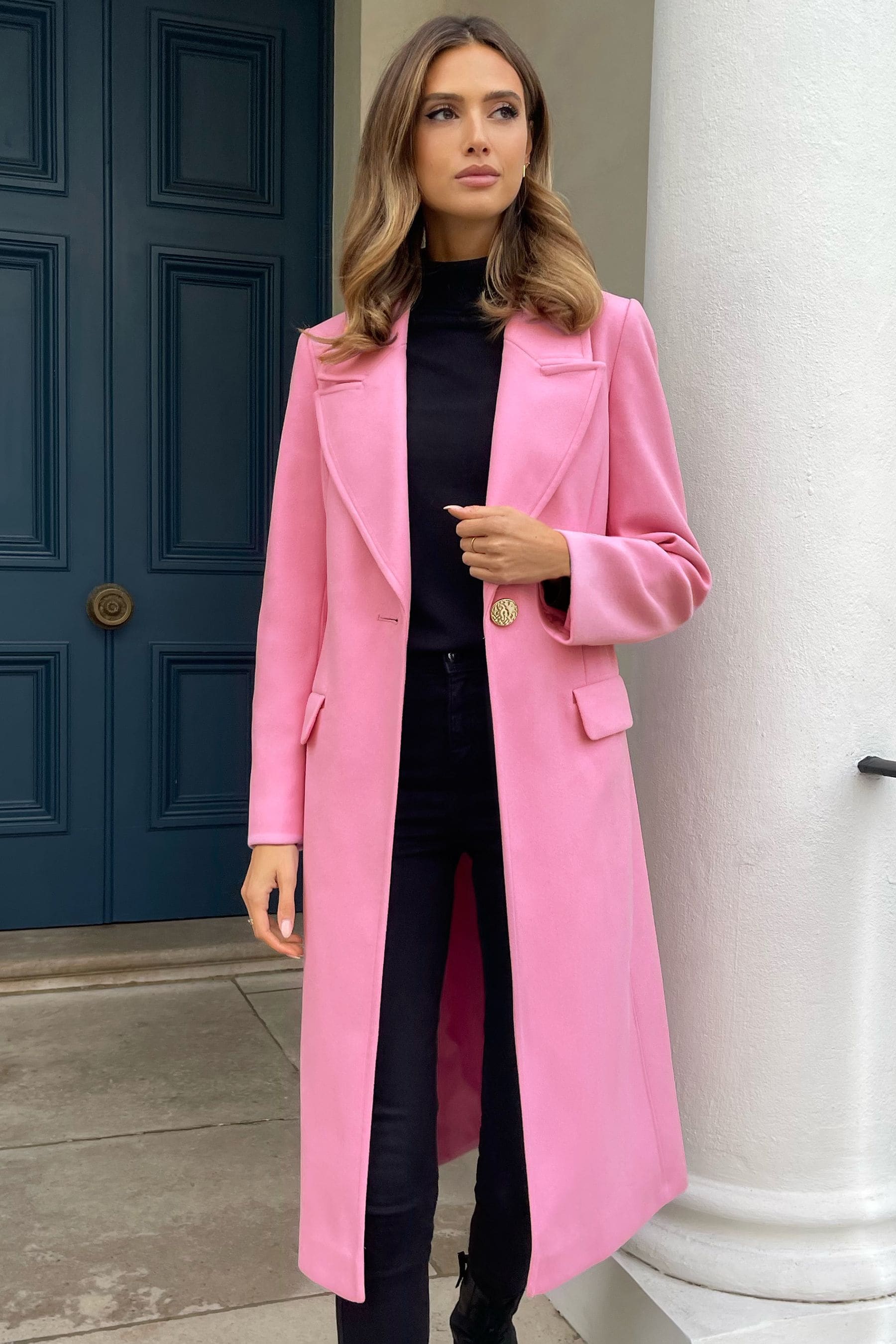 Buy Lipsy Pink Long Line Tailored City Coat from Next Luxembourg