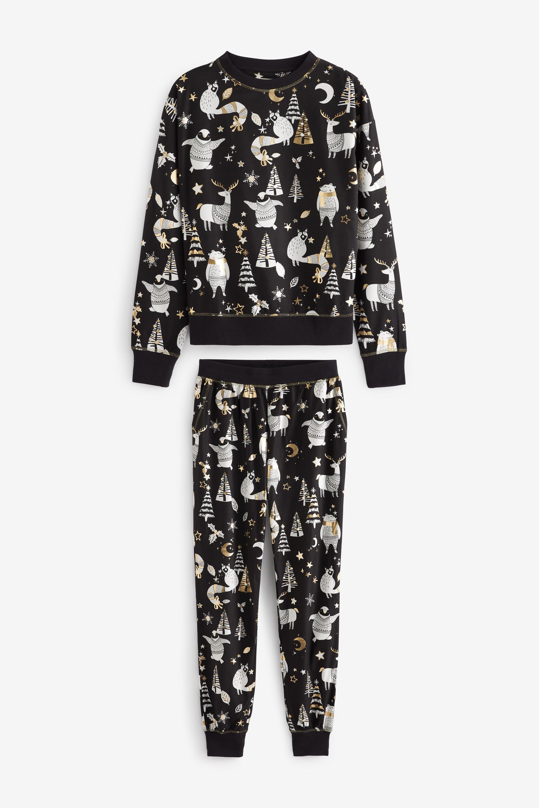 Black White Next Matching Womens Family Woodland Pyjamas
