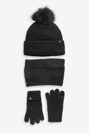 Black Soft Ribbed Hat, Gloves And Scarf Set (3-16yrs) - Image 1 of 5