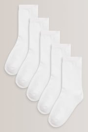 White 5 Pack Cotton Rich Cushioned Sole Ankle Socks - Image 1 of 3