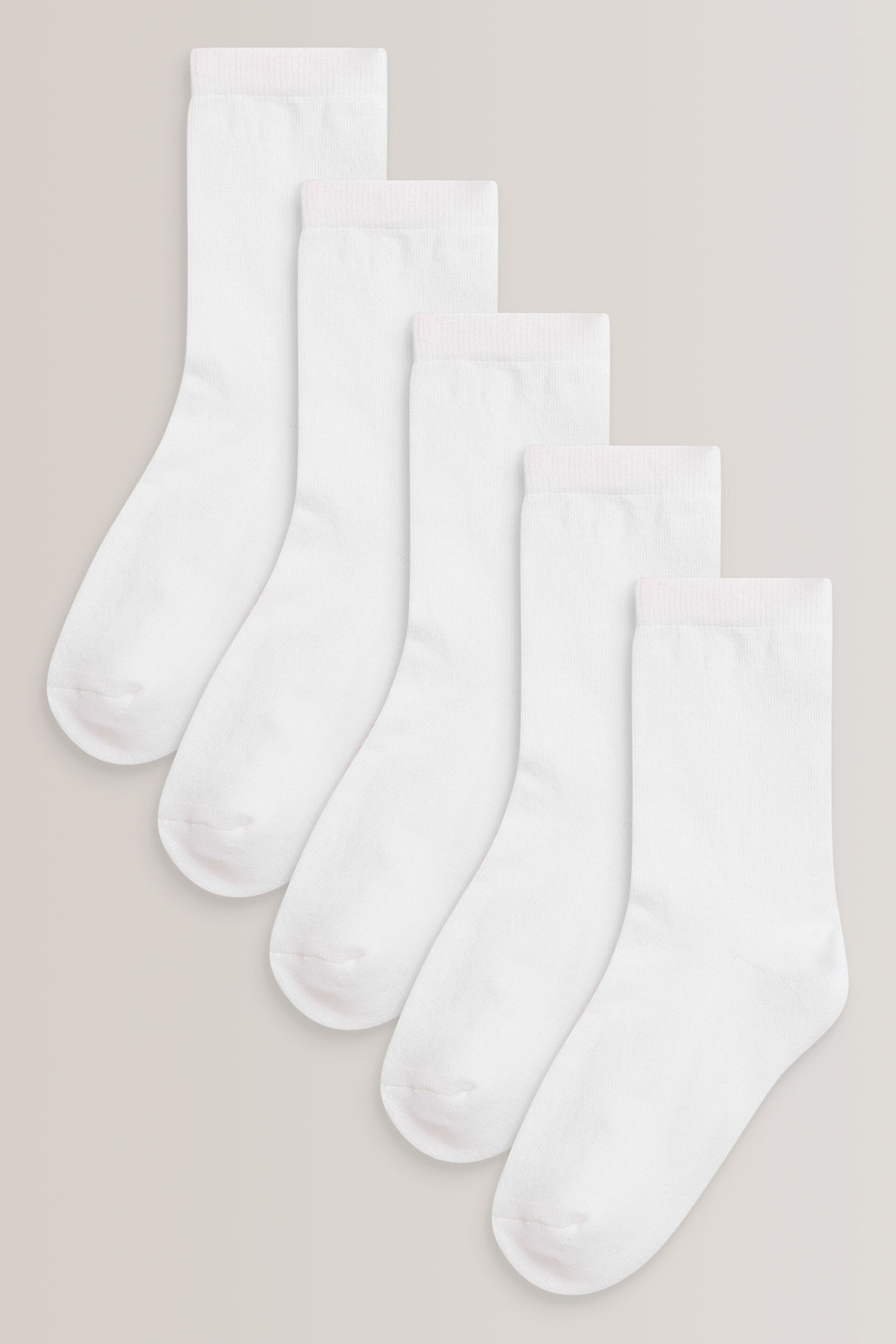 White 5 Pack Cotton Rich Cushioned Sole Ankle Socks - Image 1 of 3