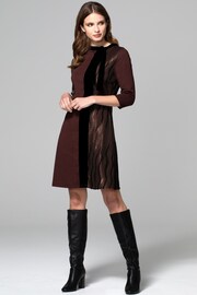 HotSquash Brown Princess Seam Dress With Velvet - Image 3 of 5