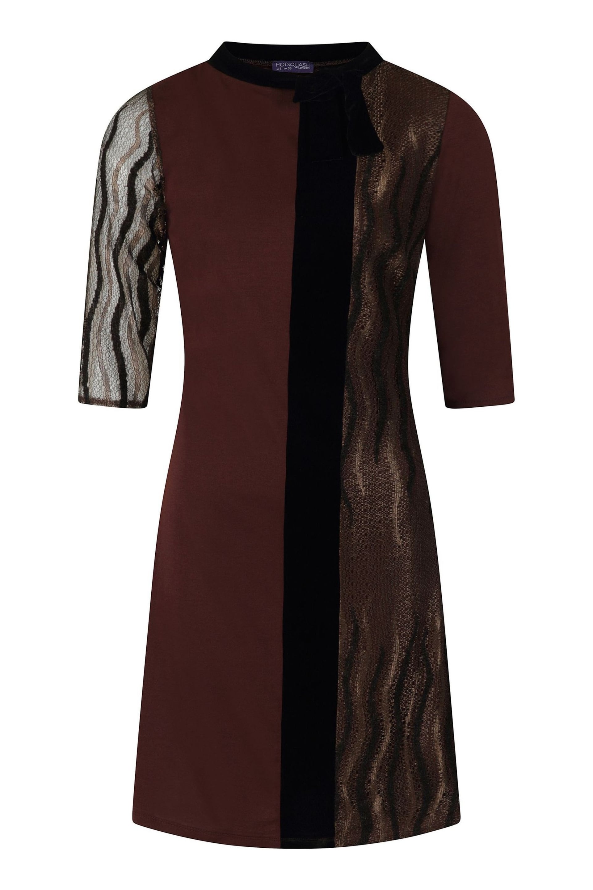 HotSquash Brown Princess Seam Dress With Velvet - Image 4 of 5