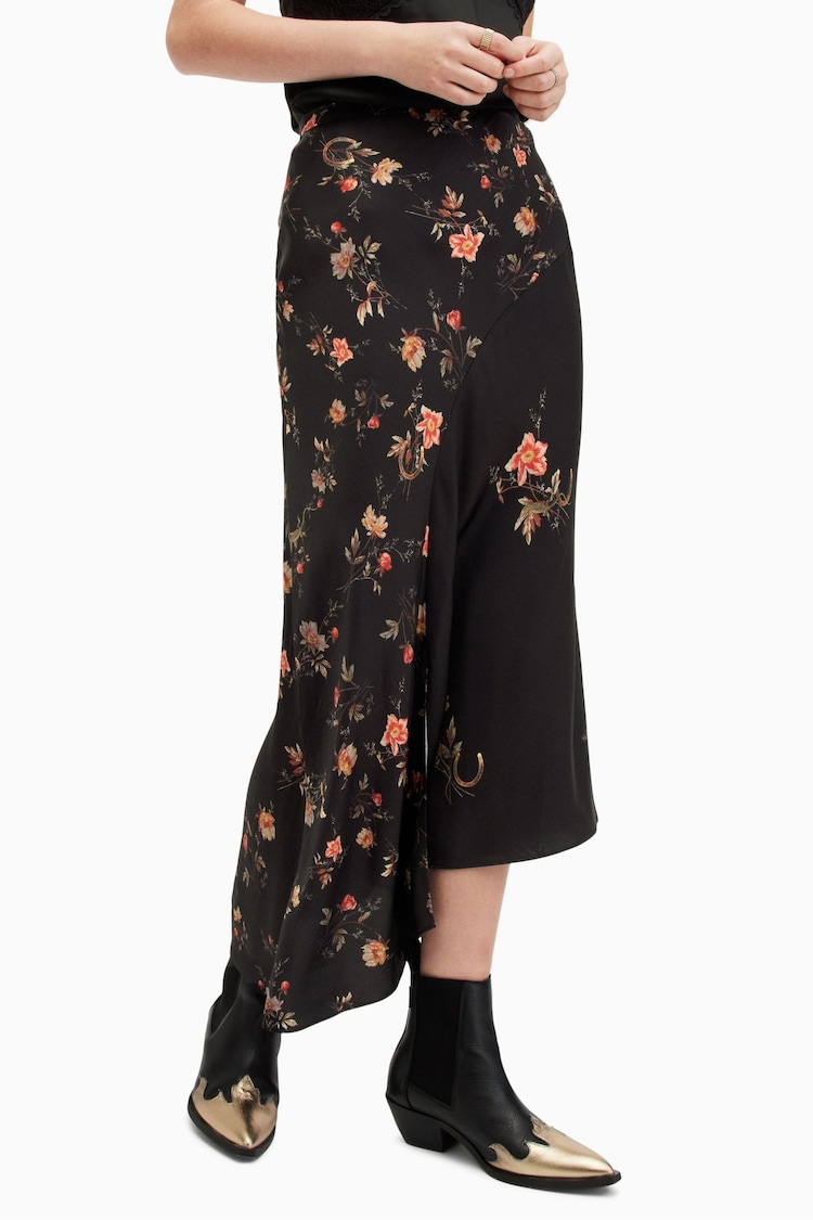 AllSaints Black Luisa Tanana Skirt - Image 1 of 7