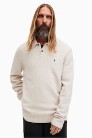 AllSaints Cream Statten Polo Shirt - Image 1 of 7