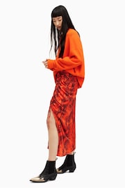 AllSaints Orange Carla Tahoe Skirt - Image 3 of 6