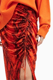 AllSaints Orange Carla Tahoe Skirt - Image 5 of 6