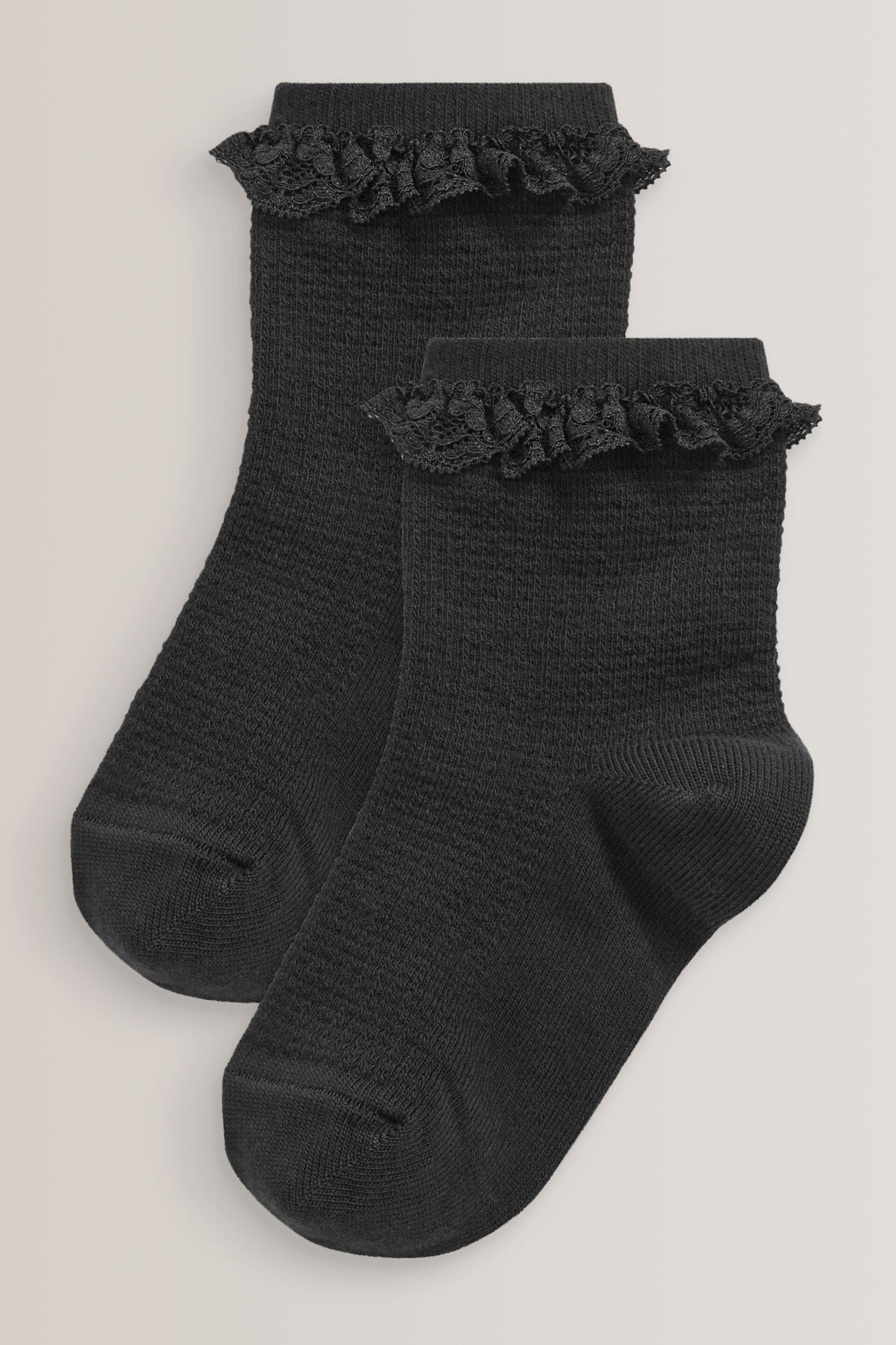 Black 2 Pack Cotton Rich Ruffle Ankle Socks - Image 1 of 2