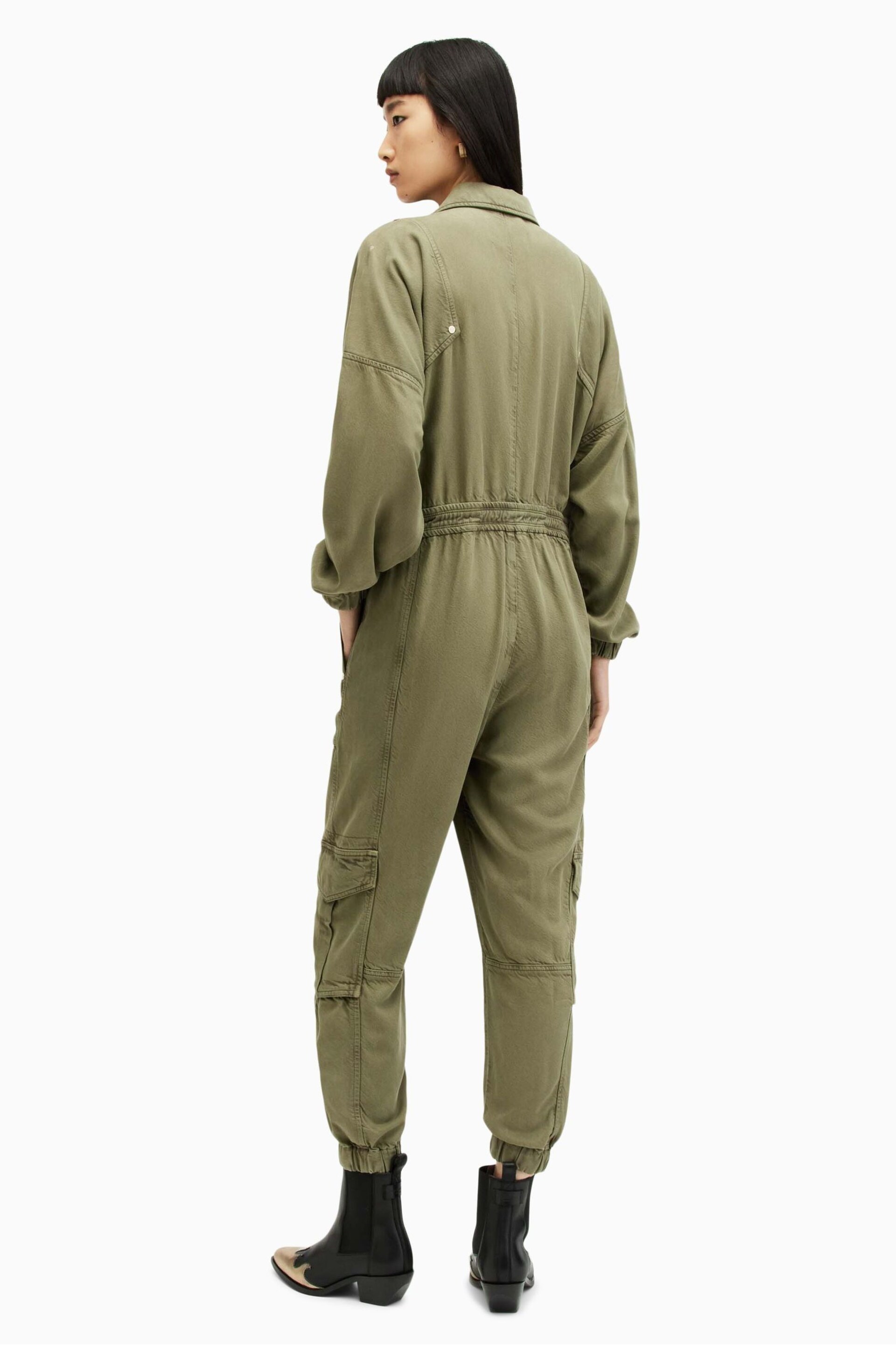 AllSaints Green Frieda Denim Jumpsuit - Image 2 of 6