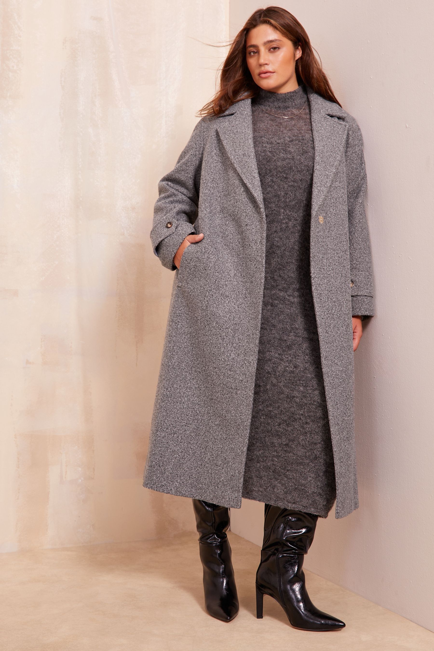 Grey wrap coat uk deals