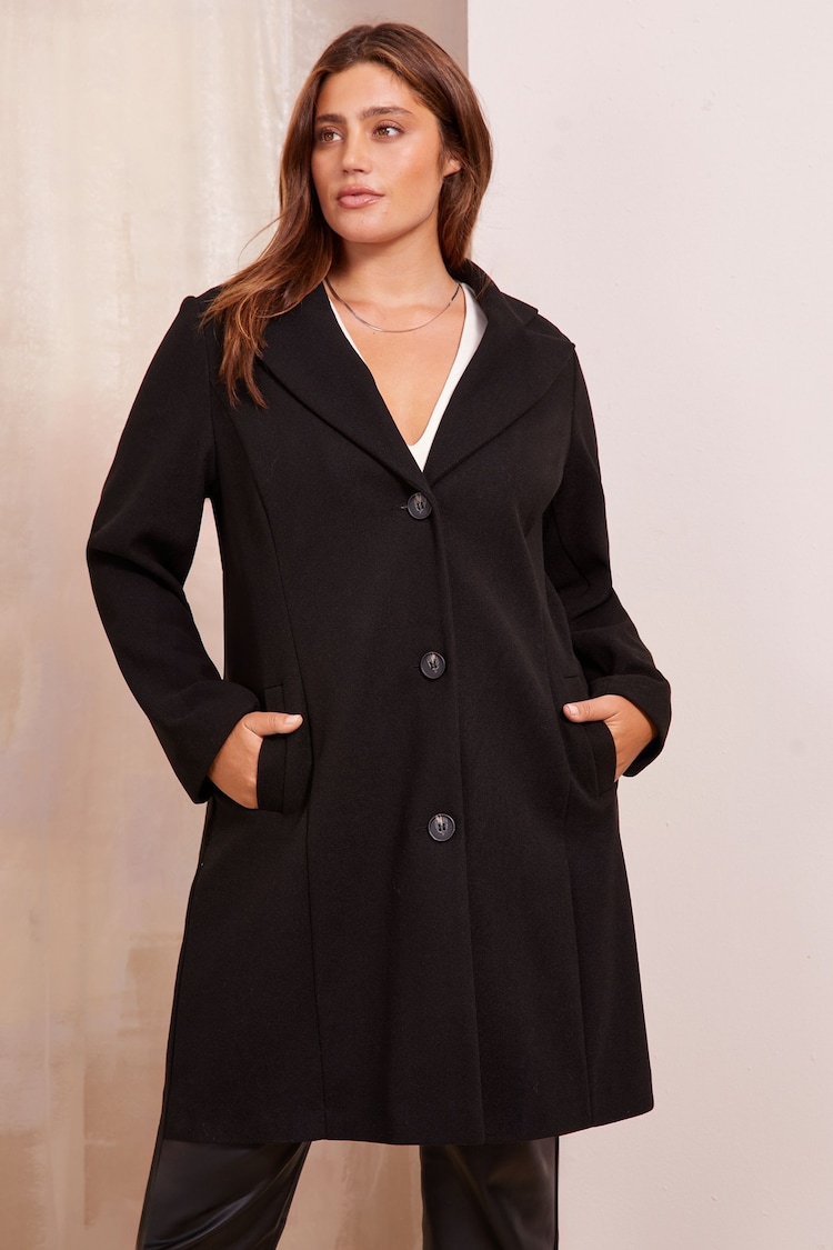 Friends Like These Black Curve Longline Tailored Smart Coat - Image 2 of 4