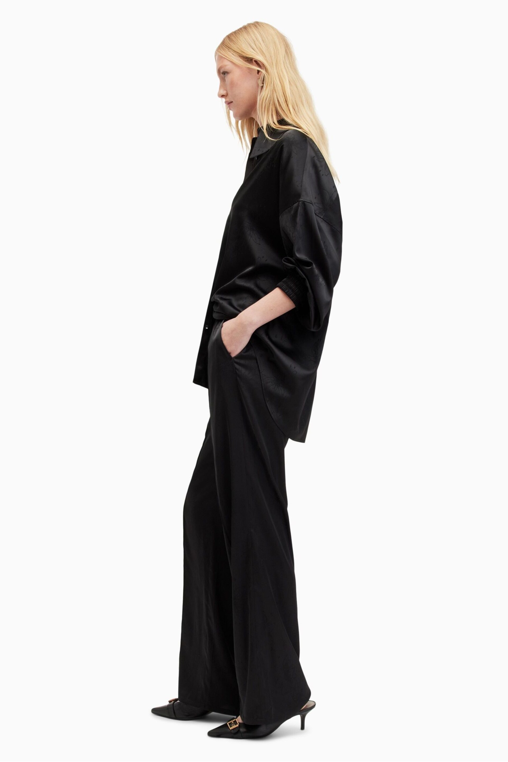 AllSaints Black Charli Jacq Trousers - Image 4 of 7
