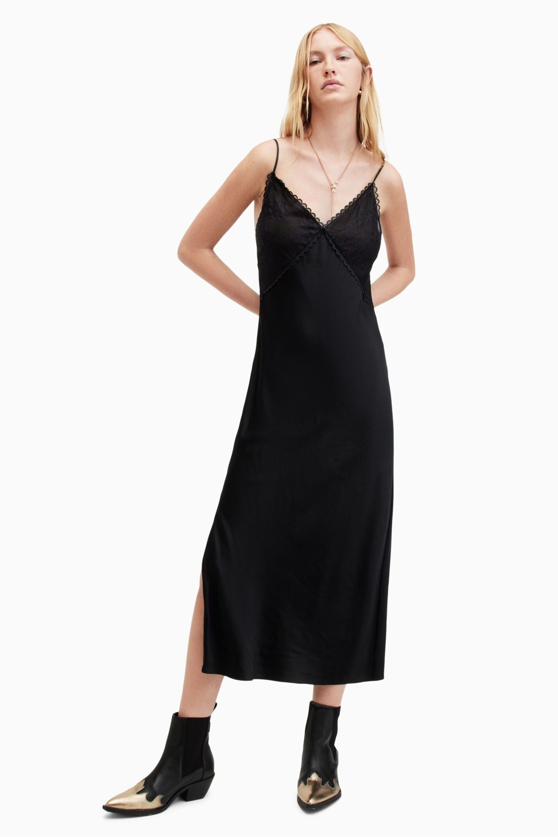 AllSaints Black Immy Dress - Image 1 of 7