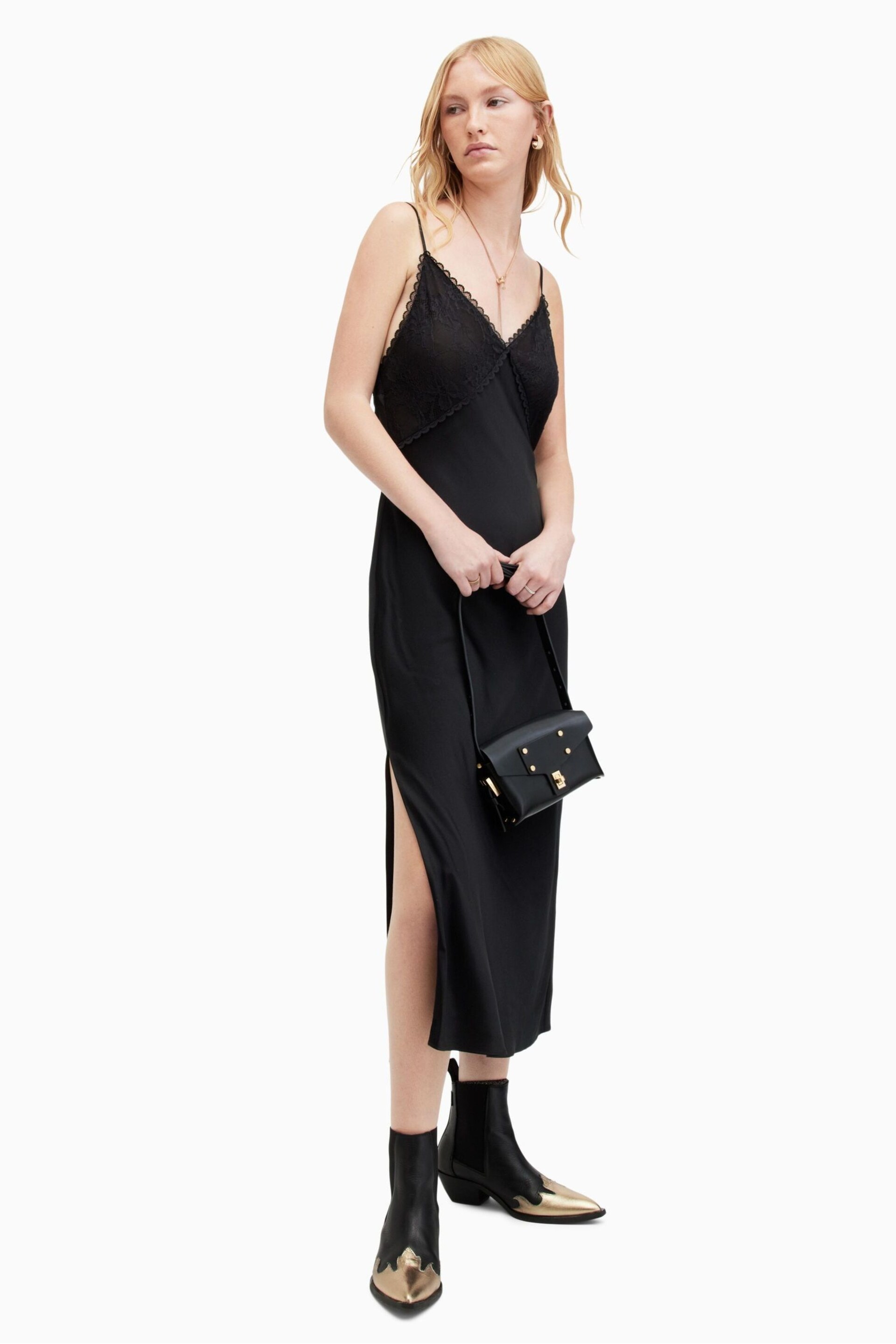 AllSaints Black Immy Dress - Image 4 of 7