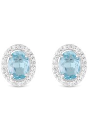 Simply Silver Silver Tone Topaz Halo Earrings - Image 1 of 4