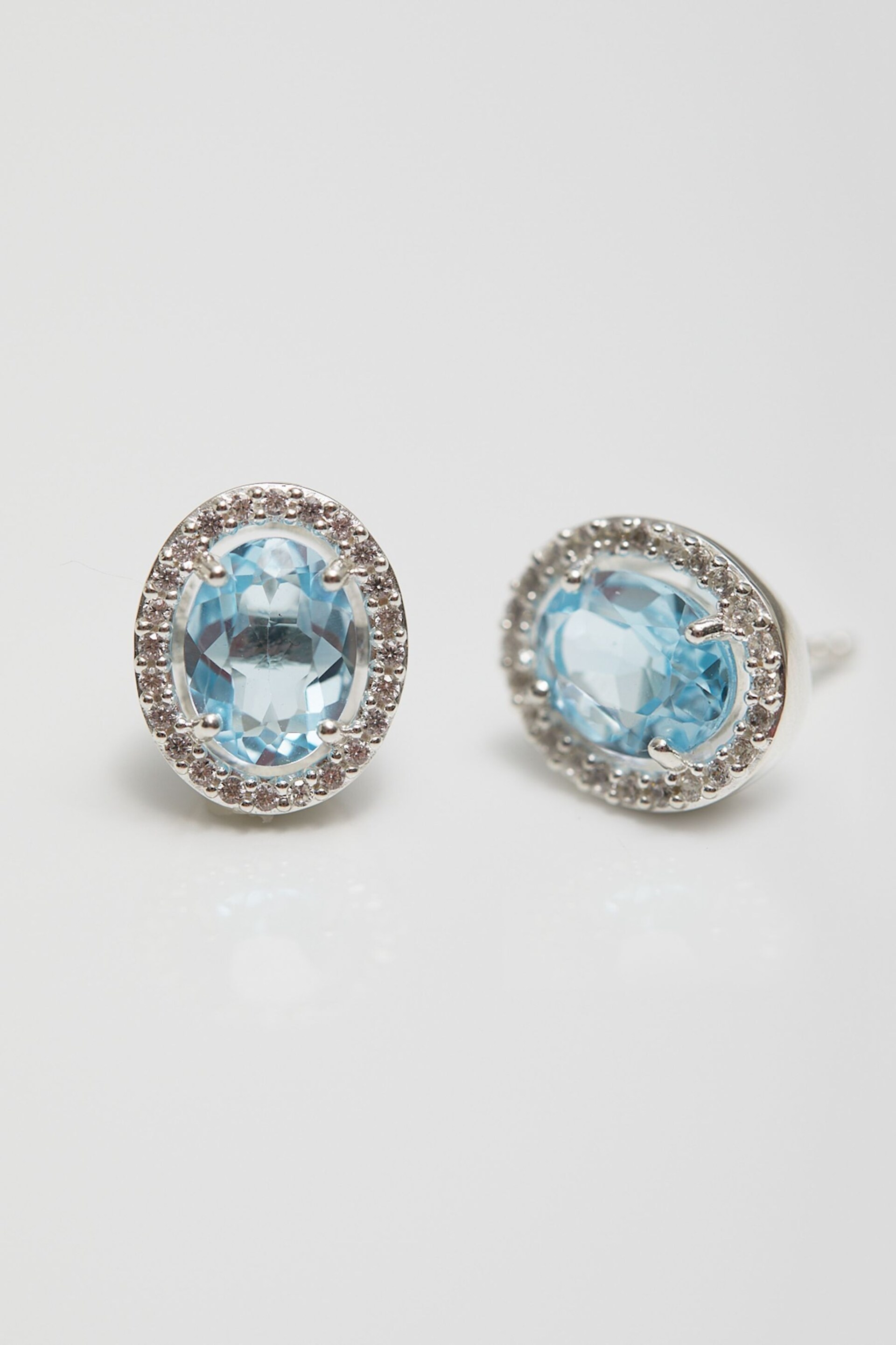 Simply Silver Silver Tone Topaz Halo Earrings - Image 2 of 4
