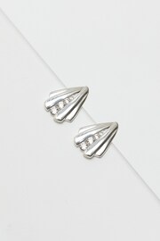 Simply Silver Tone Polished And Cubic Zirconia Shell Stud Earrings - Image 2 of 3