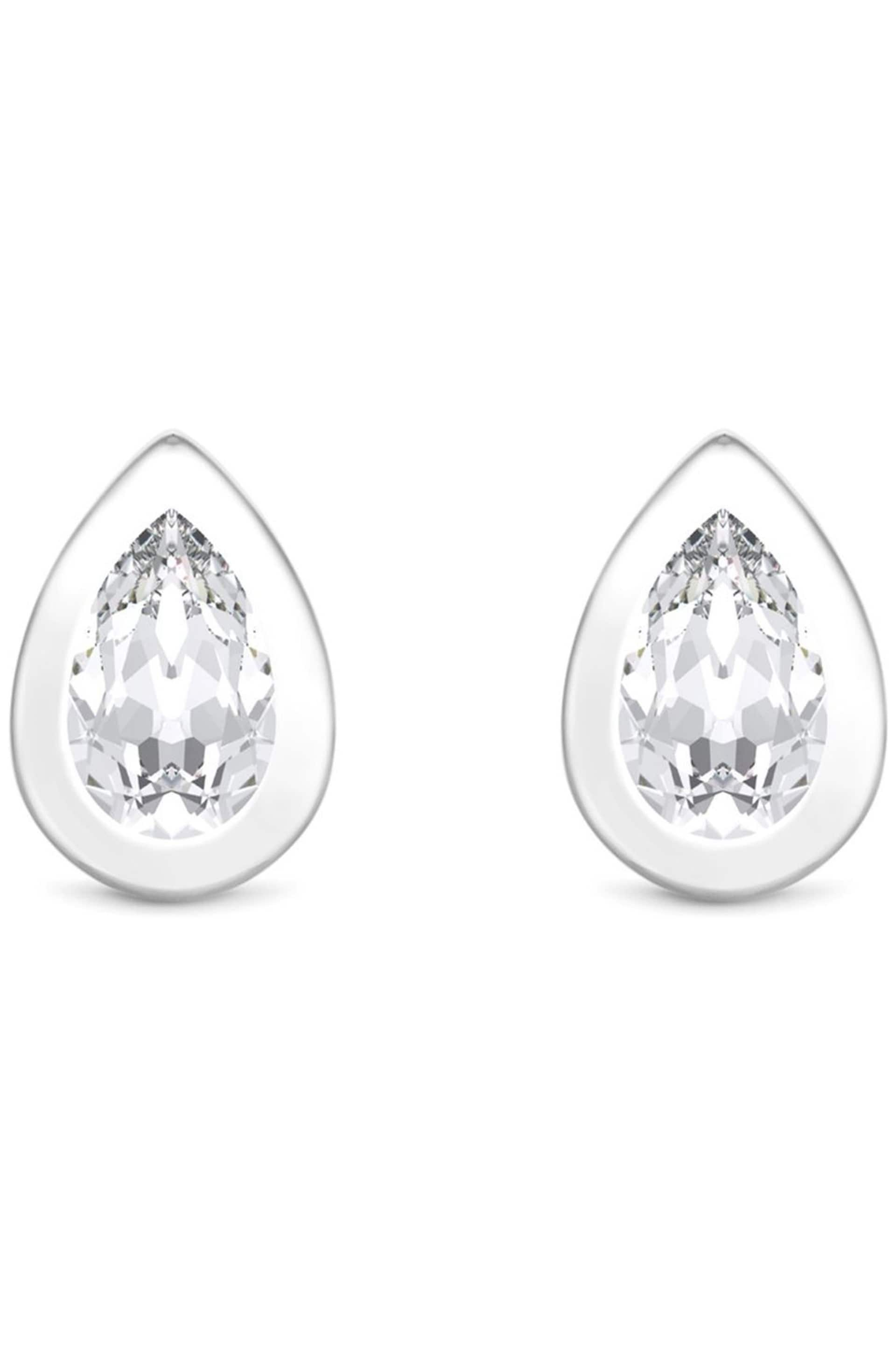 Simply Silver Silver Tone Cubic Zirconia Peardrop Stud Earrings - Image 1 of 2