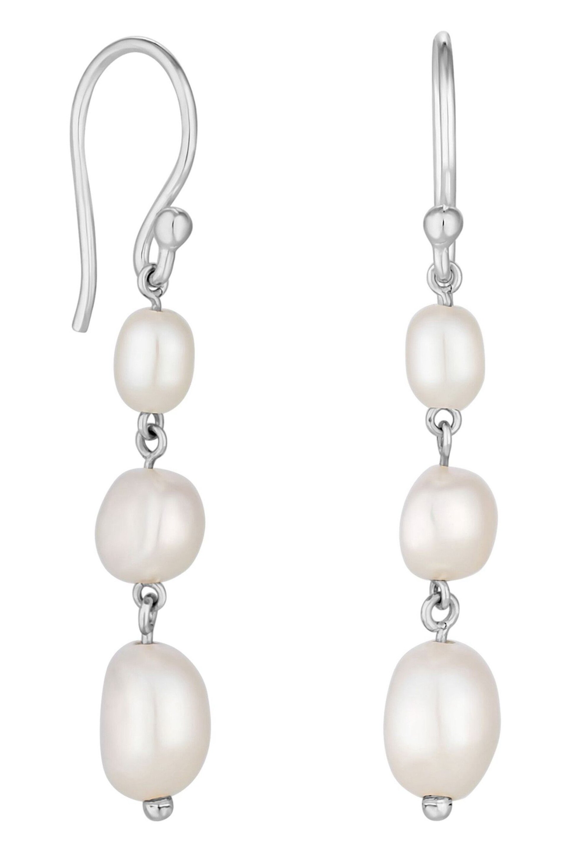 Simply Silver Silver Tone Freshwater Pearl Drop Earrings - Image 1 of 3