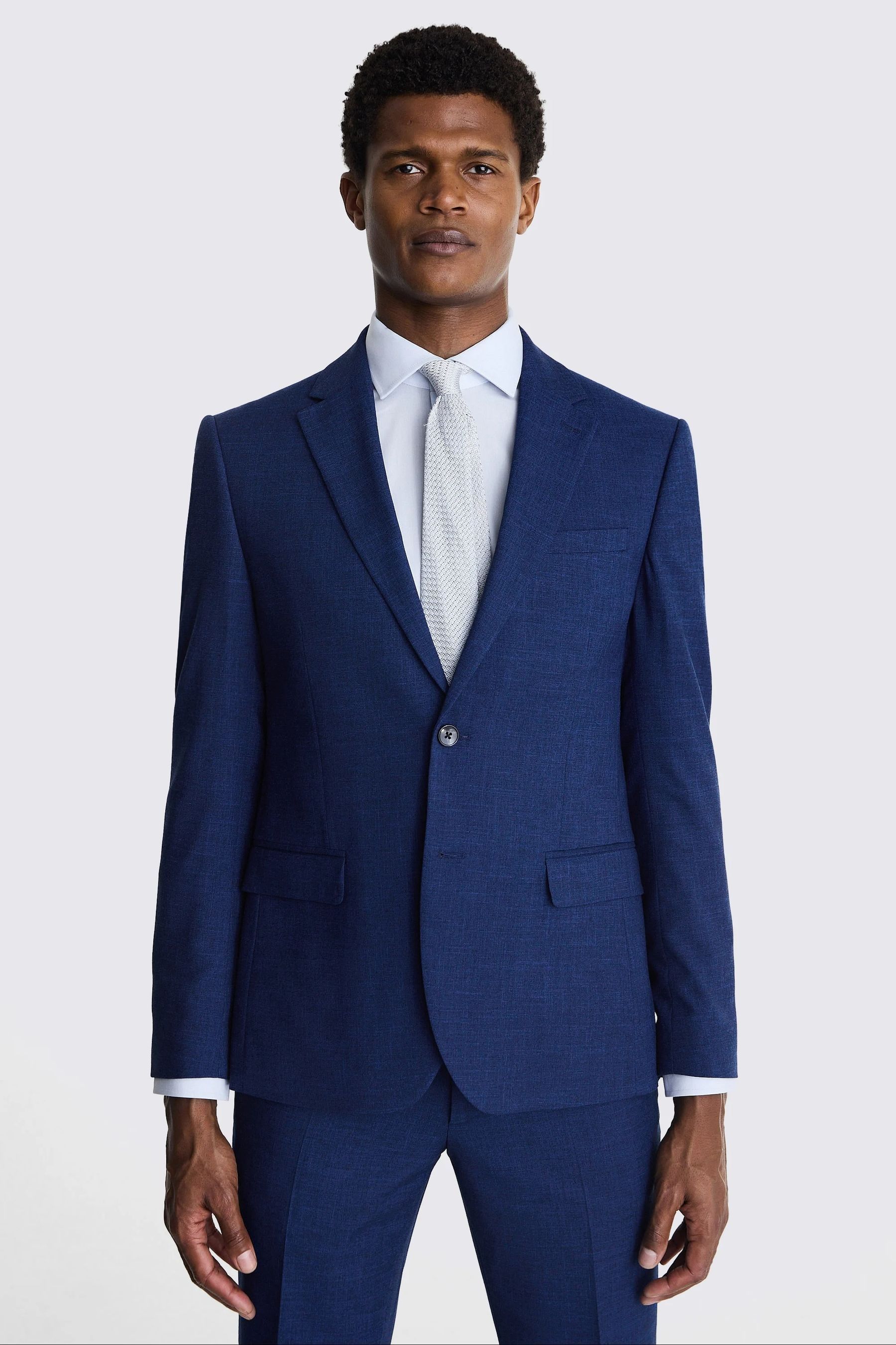 Moss london skinny fit navy black check suit top