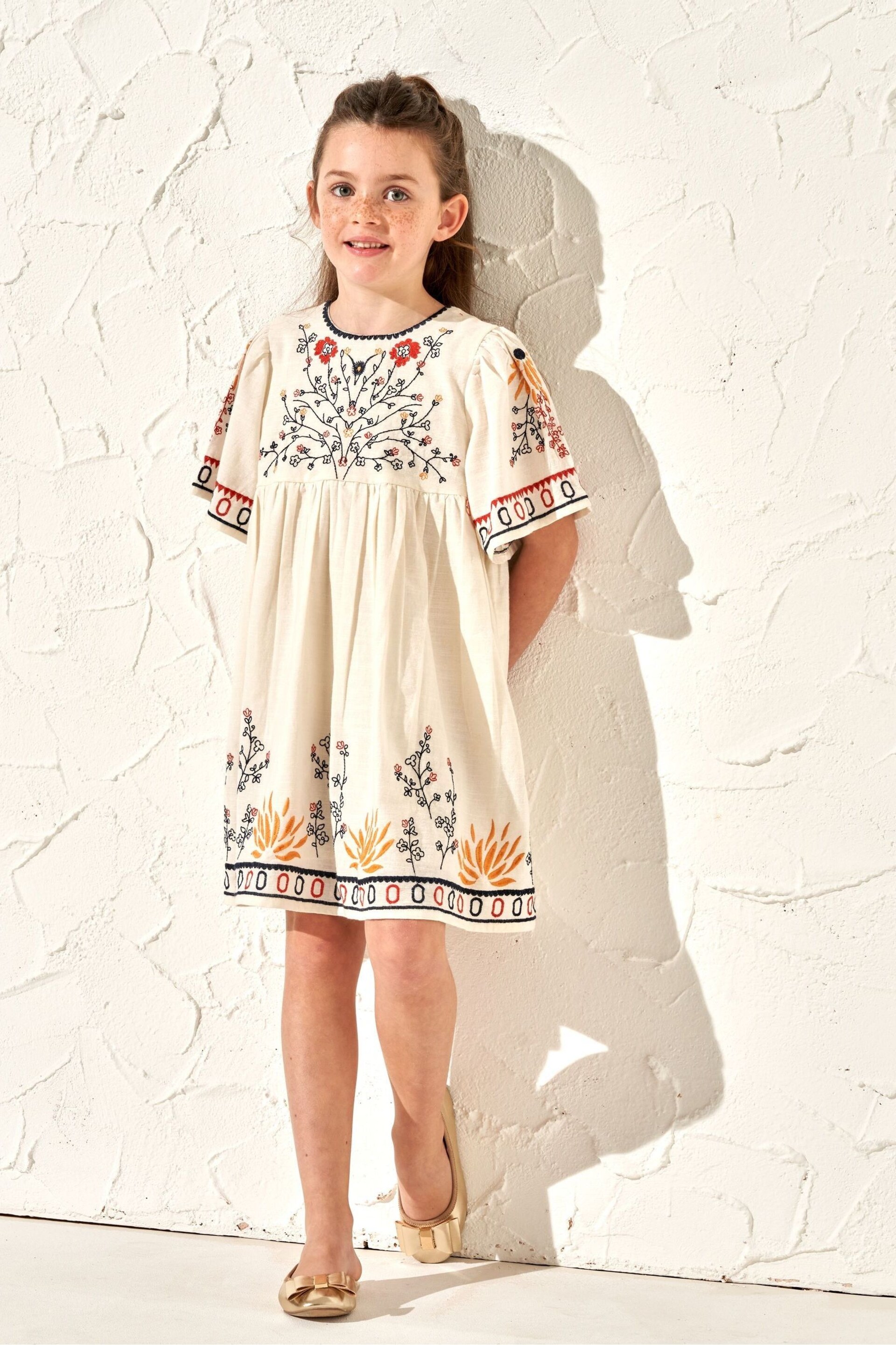 Angel & Rocket Nude Embroidered Reyna Swing Dress - Image 1 of 6